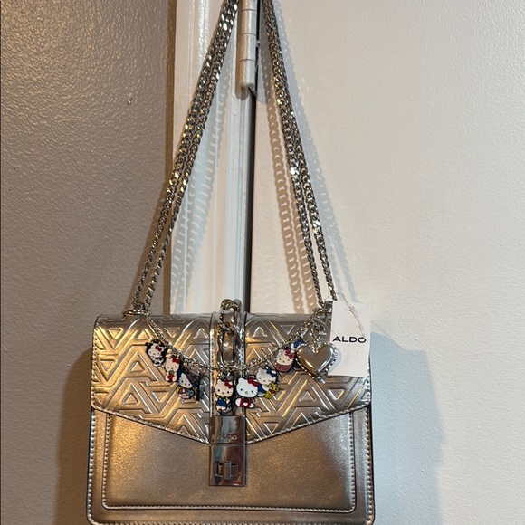 Aldo Silver Women\'s crossbody Bag &!Hello Kitty Chain Strap and set